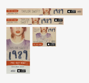 Digital marketing advertising banner aggregation for Taylor Swift 1989 album promotion