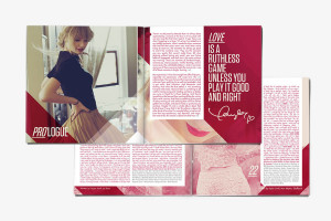 Red album inside page designs for Taylor Swift in Nashville, Tennessee
