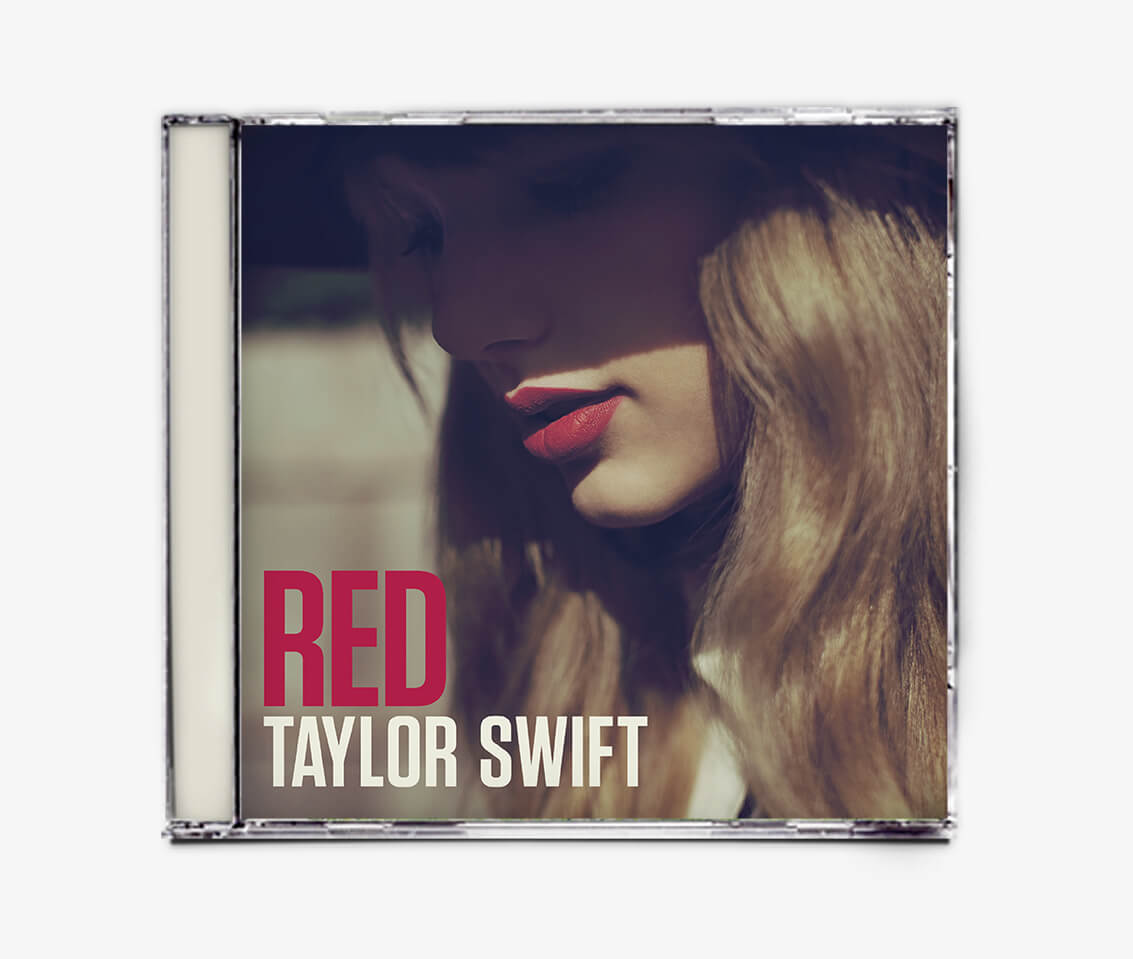 Red album cover design and case for Taylor Swift in Nashville, Tennessee