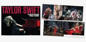 Red tour book cover and spread design for Taylor Swift in Nashville, Tennessee