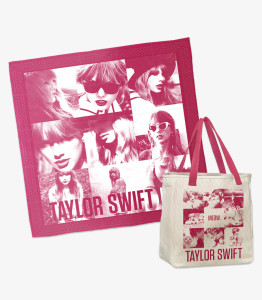Red tour blanket and bag design for Taylor Swift in Nashville, Tennessee