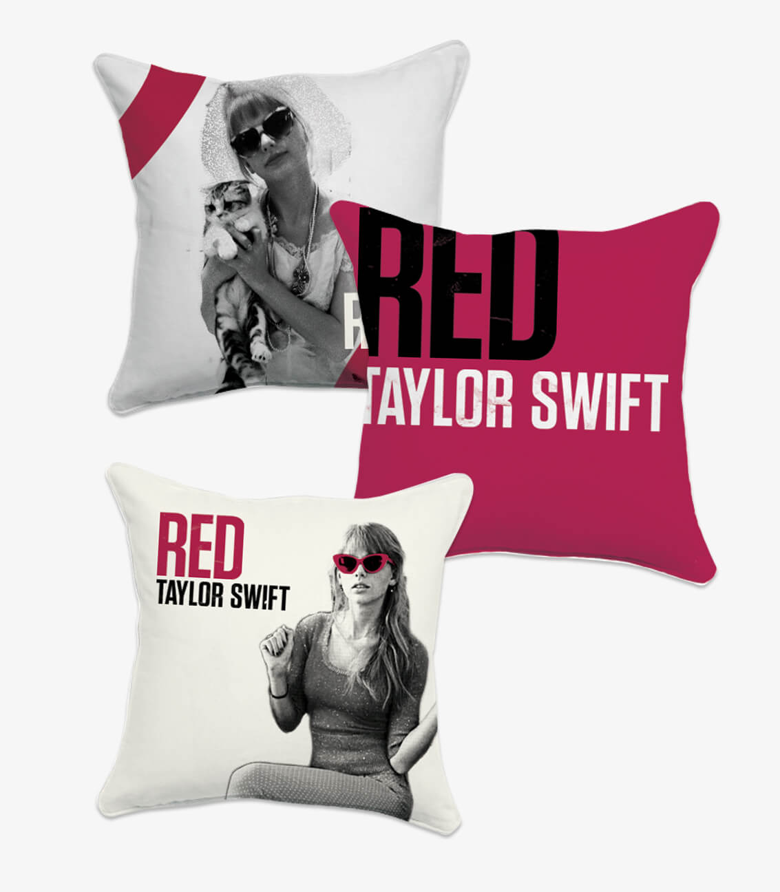 Red tour pillow designs for Taylor Swift in Nashville, Tennessee