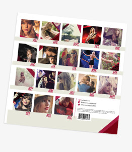 Red tour calendar back cover design for Taylor Swift in Nashville, Tennessee