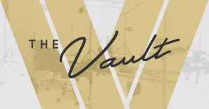 The Vault script logo with photography studio space image