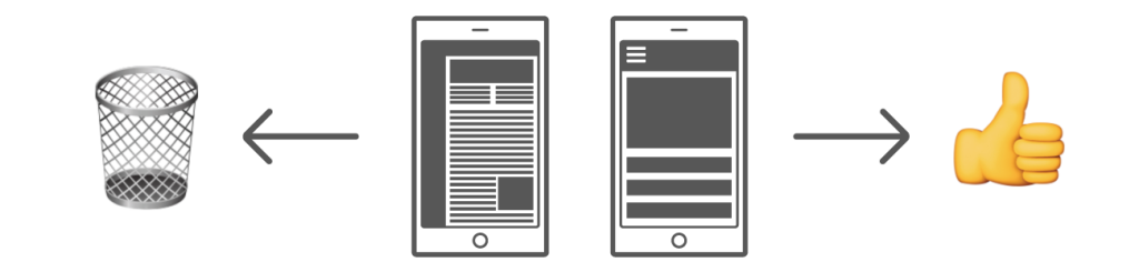 Bad and good mobile design graphic for ST8MNT Optimize for Modern Mobile User blog post