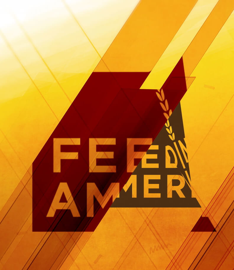 Detail of sponsor logo transition from Nashville based Reba and Friends Outnumber Hunger 2015 artist intro animated by Nashville's ST8MNT employing glass panels, transparency, cropping, and the Feeding America logo