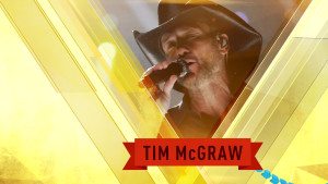 Still of Tim McGraw singing from Nashville based Reba and Friends Outnumber Hunger 2015 artist intro animated by Nashville's ST8MNT employing glasspanels, folded ribbons, chevron streams and transparency