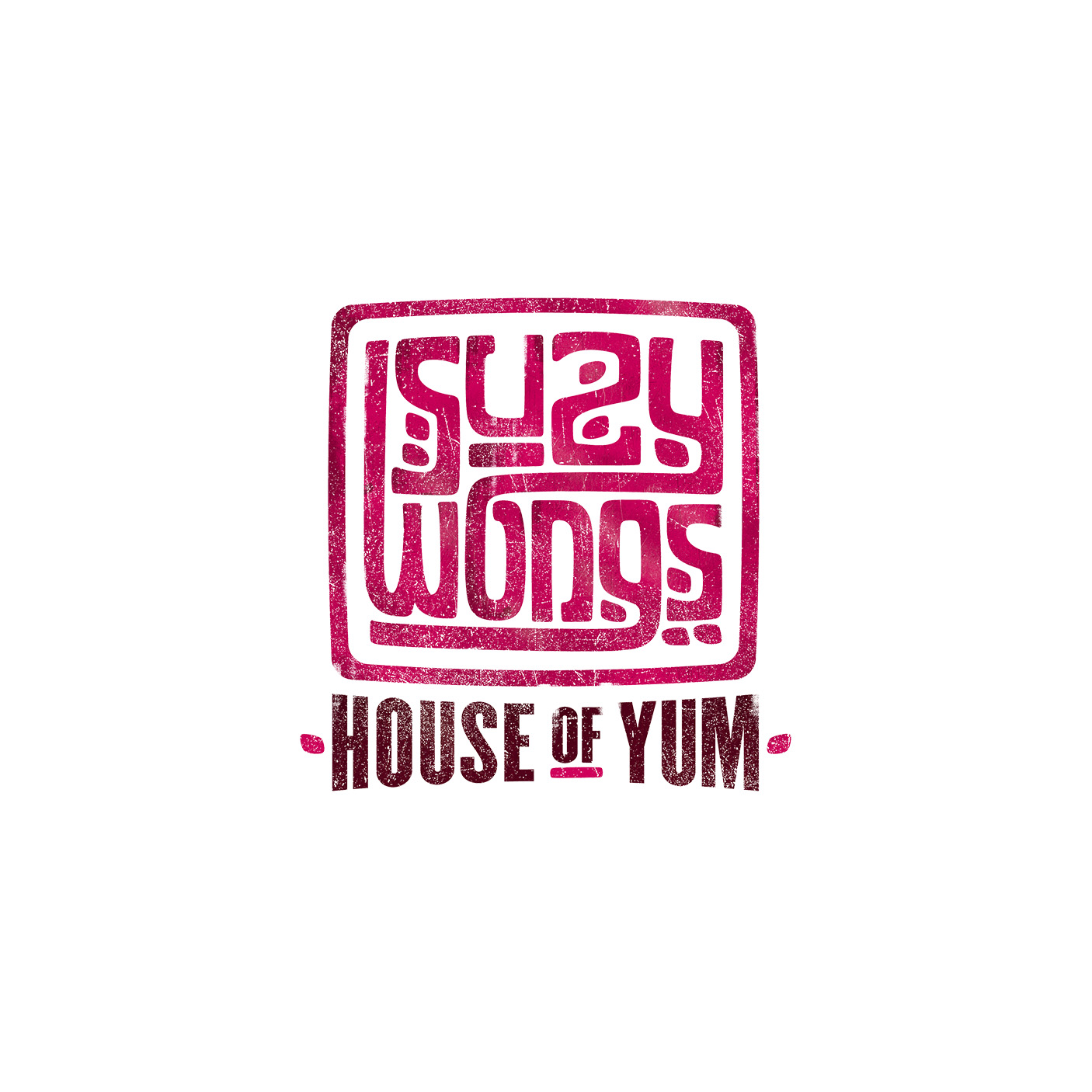 Asian inspired logo icon and wordmark branding for the restaurant Suzy Wong House of Yum.