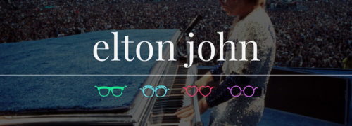 Website Thumbnail image featuring iconic glasses icons and typgraphy for Elton John website design