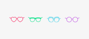 Iconic glasses icons featuring website link colors for Elton John site design