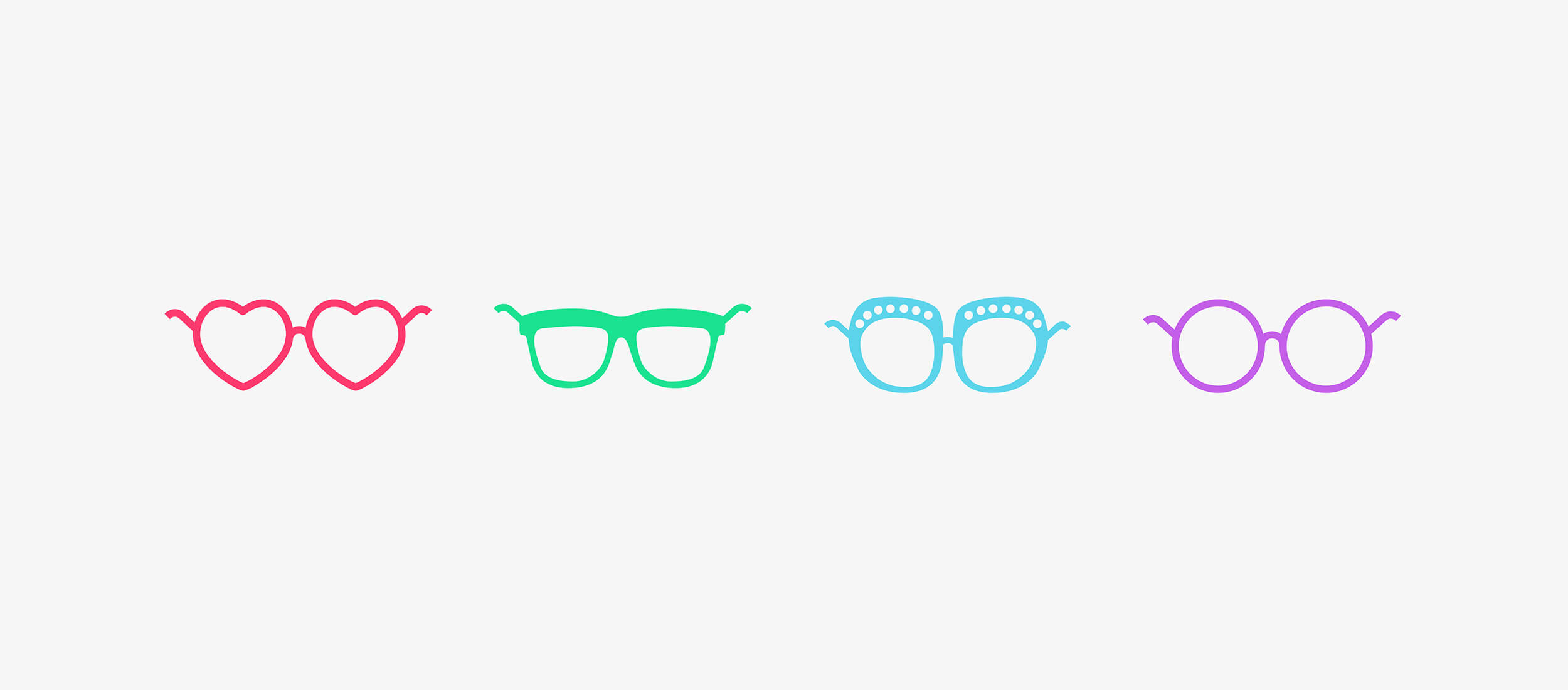 Iconic glasses icons featuring website link colors for Elton John site design