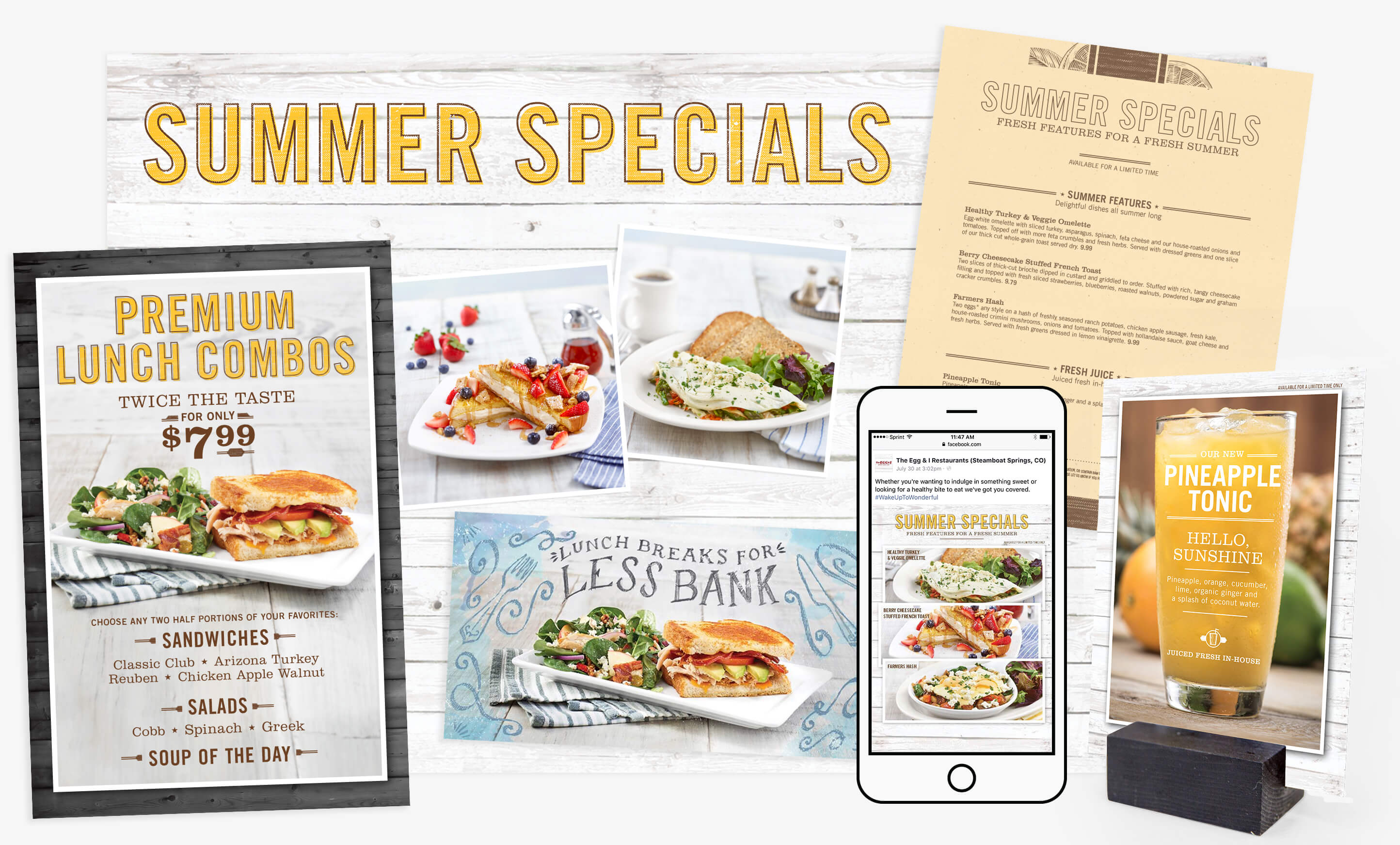 Egg and I Summer Designs Summer Seasonal Branding designs for the Egg and I restaurants for ST8MNT Brand Agency Case study