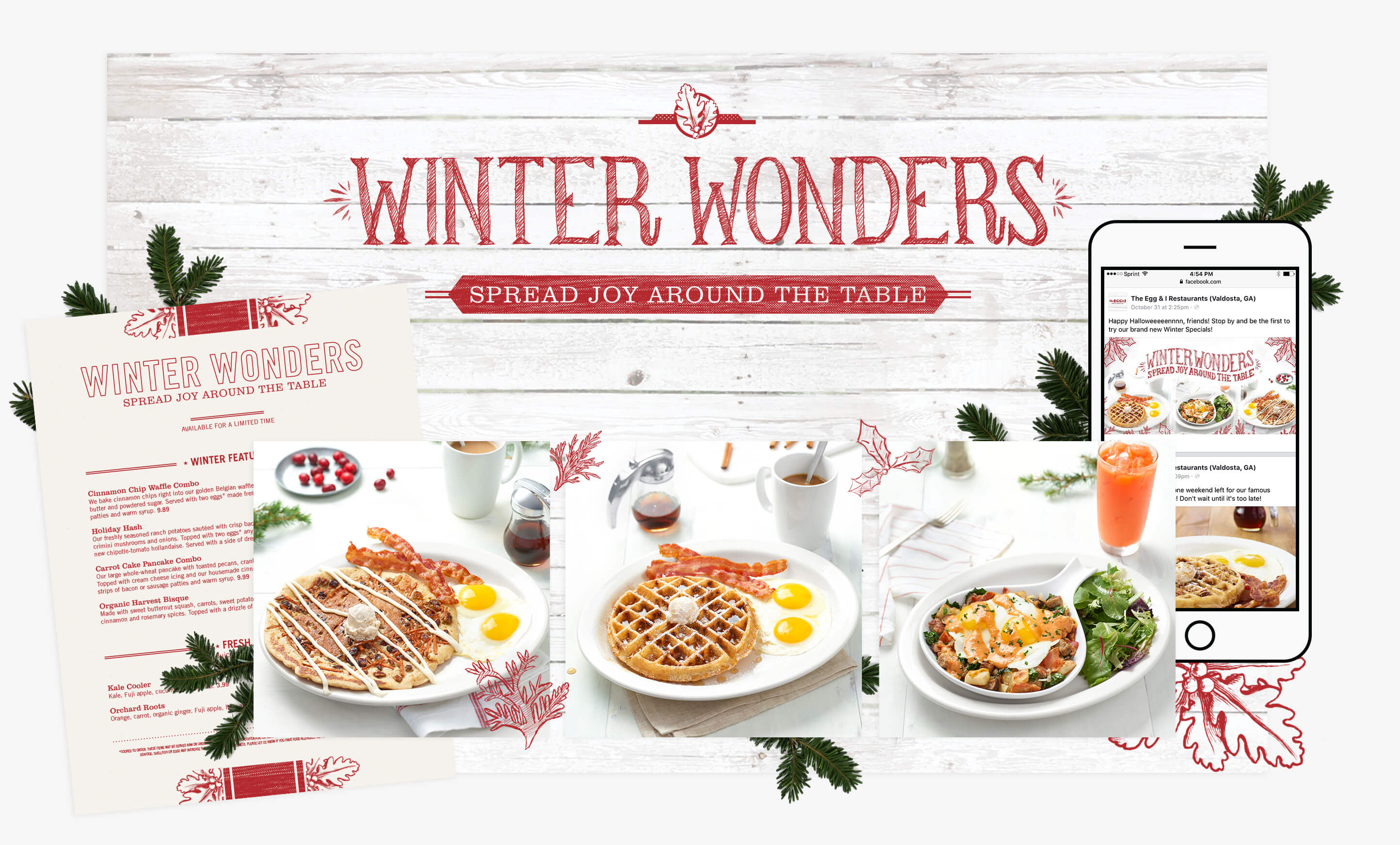 Egg and I Winter Designs Winter Seasonal Branding designs for the Egg and I restaurants for ST8MNT Brand Agency Case study
