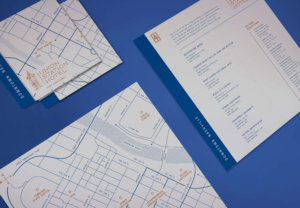 Image of the folded and unfolded map listing locations in downtown Nashville, Tennessee.