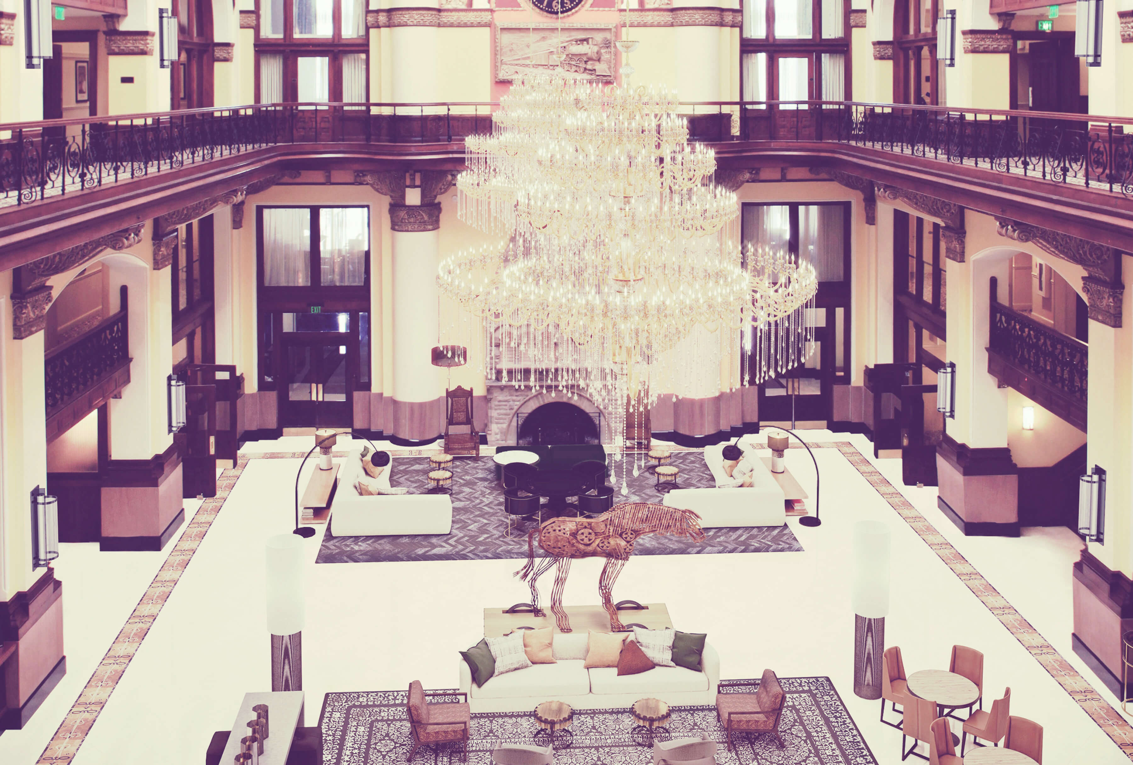 Render of the Union Station Hotel grand lobby.