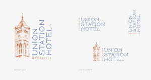 Multiple logos and variations for the Union Station Hotel Branding.