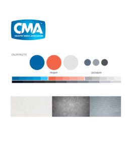 CMA Style Tile with logo, color pallet, and textures for CMA World website design