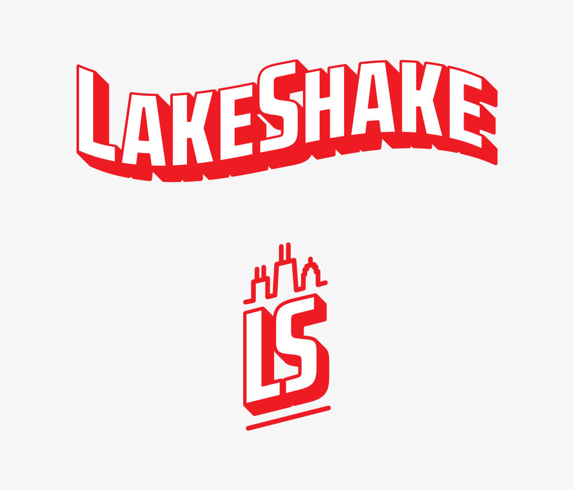 Vertical and horizontal one color logo, part of the visual identity system for Windy City LakeShake country music festival in Chicago, Illinois