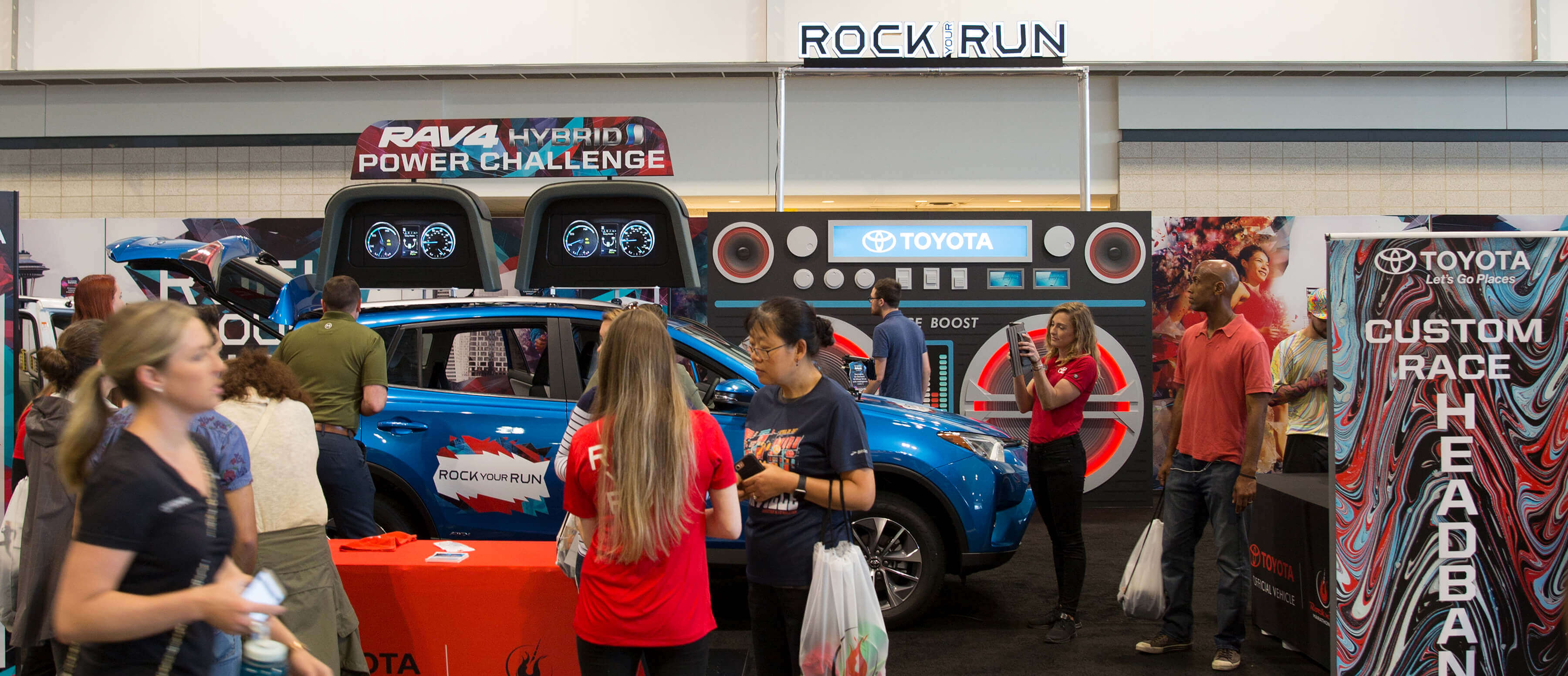 Photo capturing action on the expo floor of the Toyota Rock Your Run event.
