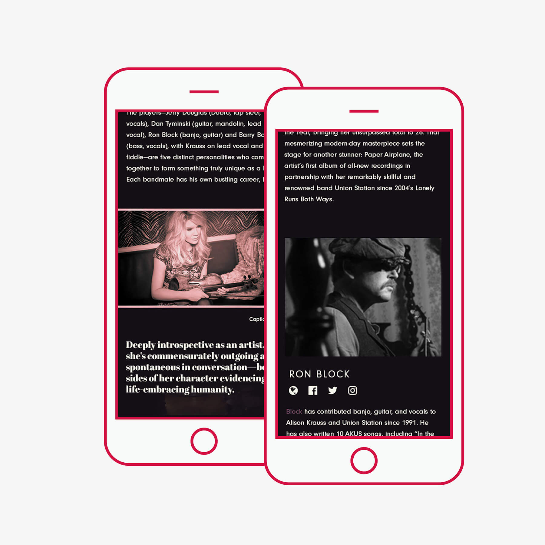 Mobile layout for the about page.
