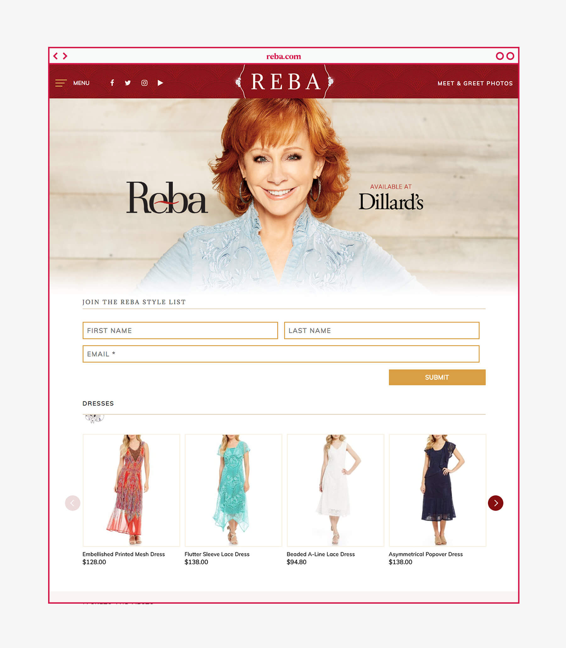 Desktop responsive state for the Reba Style page.