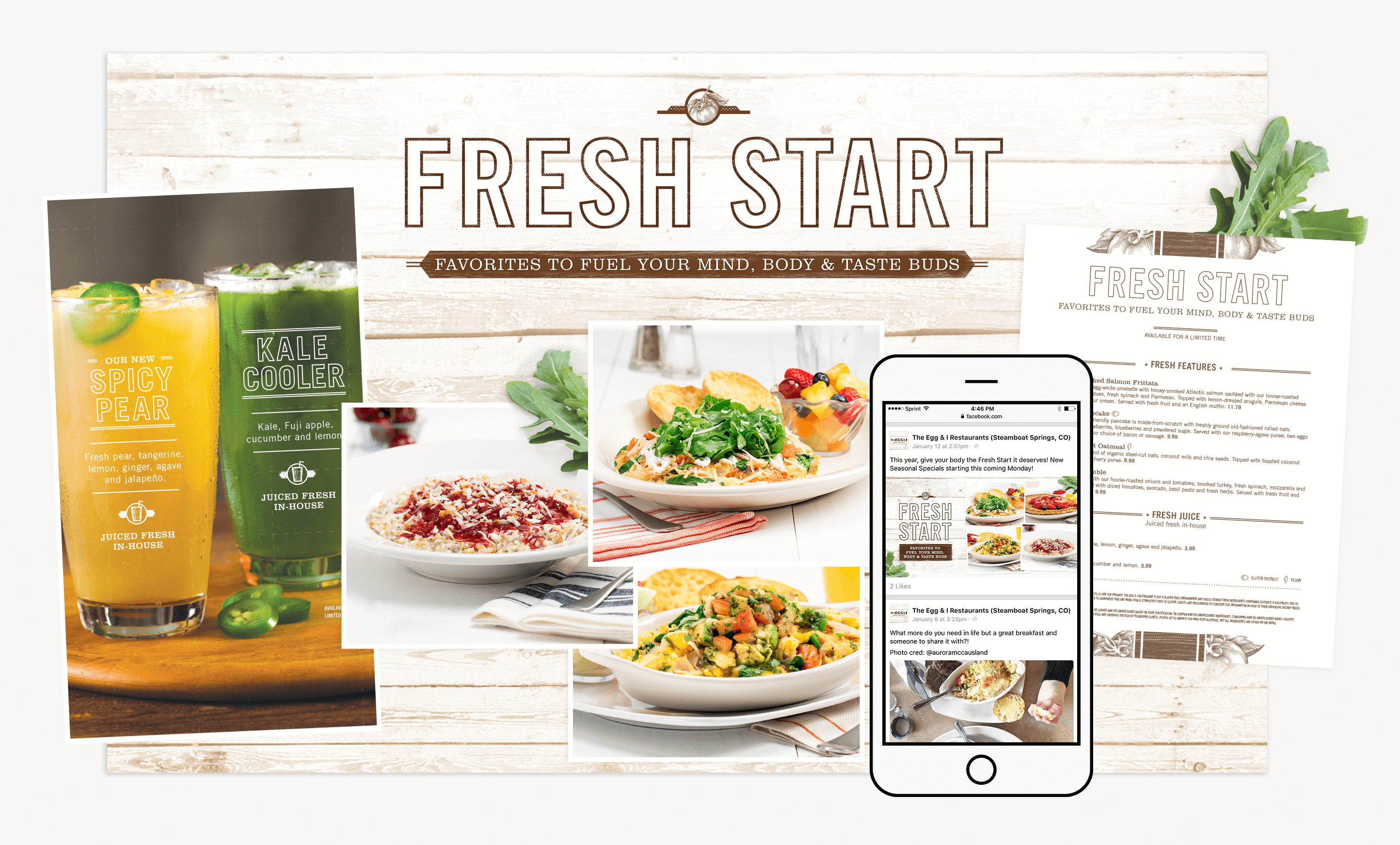 Fresh Start Assets Winter and Spring Seasonal Branding designs for the Egg and I restaurants for ST8MNT Brand Agency Case study