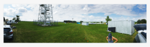 Panoramic photo of The Tower and Containers pre-festival at Bonnaroo Music & Arts Festival in Manchester, Tennessee