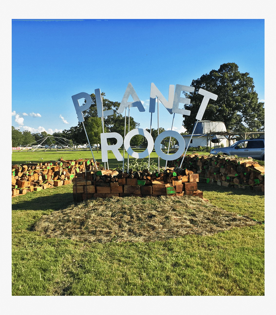 Progress Photo of the Planet Roo Entryway Sign and retaining walls for the Bonnaroo Music & Arts Festival in Manchester, Tennessee