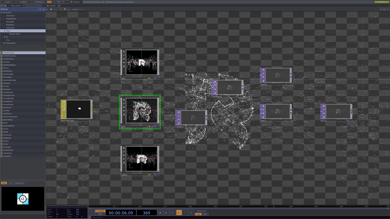 Touchdesigner screenshot - project layout