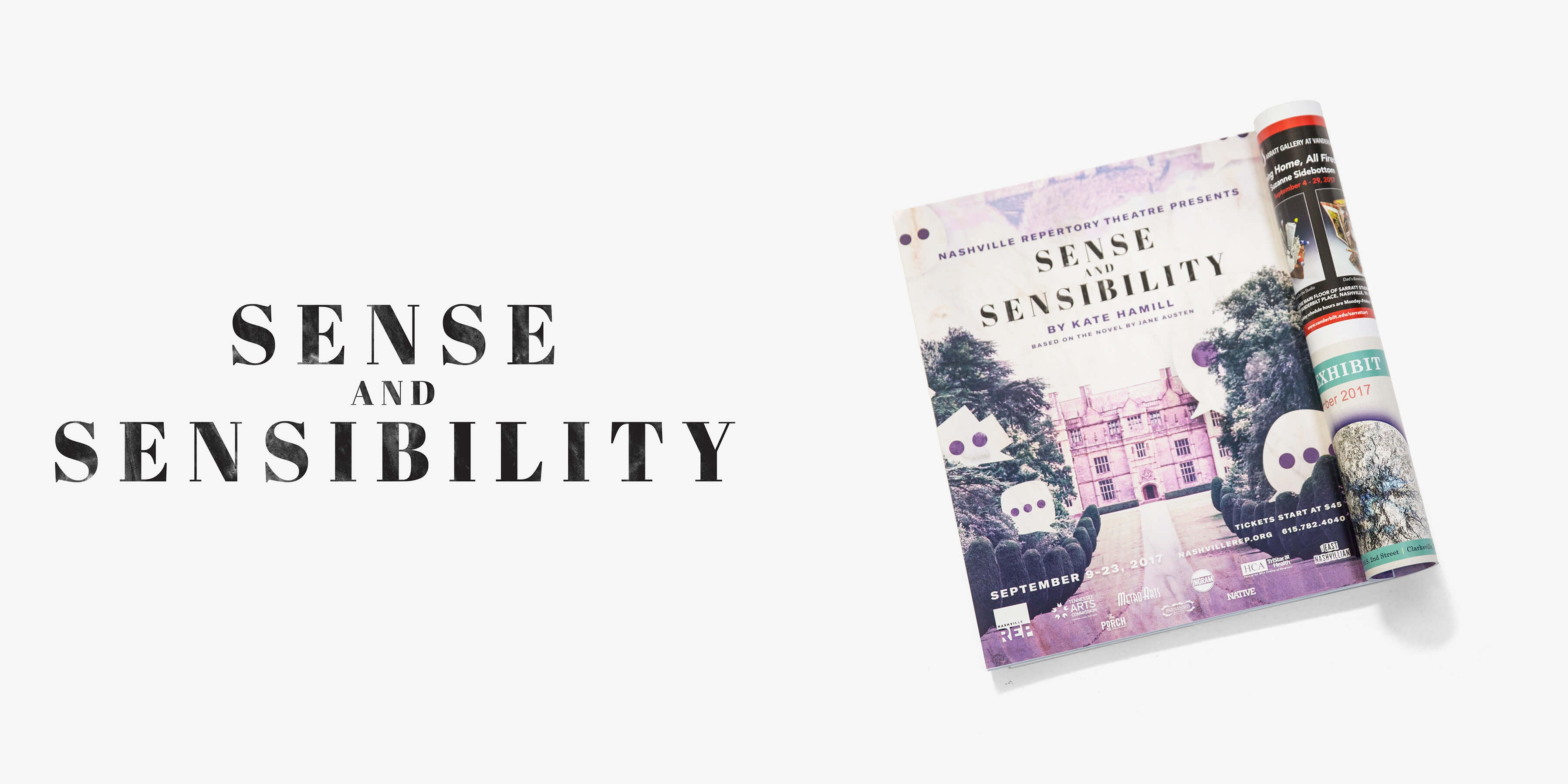 Sense And Sensibility Title Treatment and Magazine Ad for Nashville Repertory Theatre