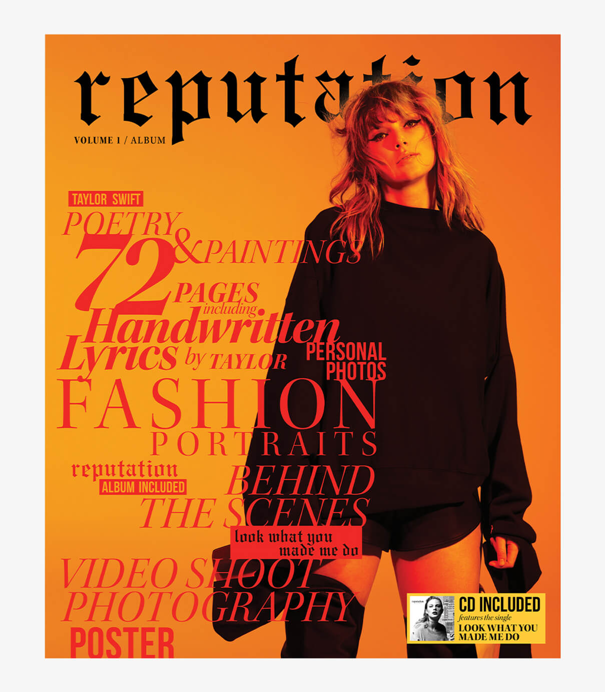 cover design of reputation vol 1 by Taylor Swift deluxe packaging