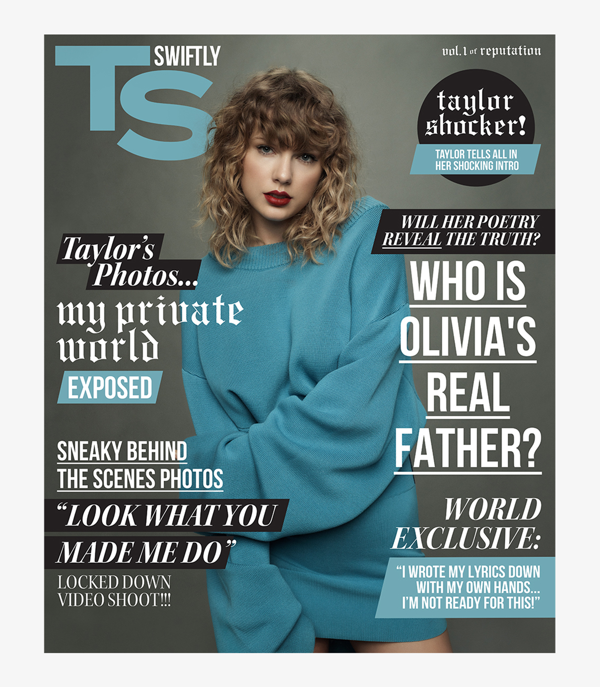 tabloid themed design for back cover of reputation volume 1