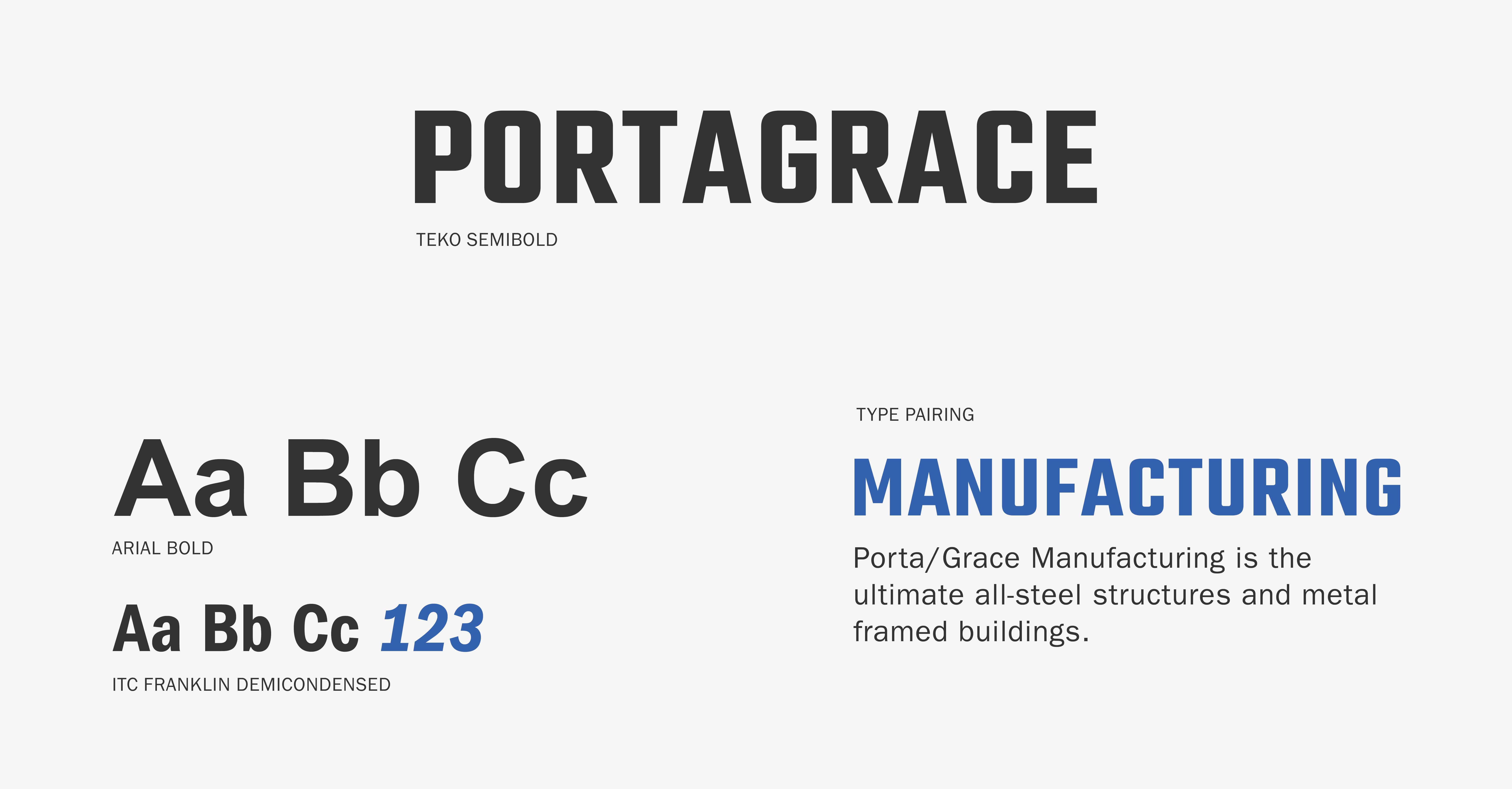 Type usage for PortaGrace Manufacturing