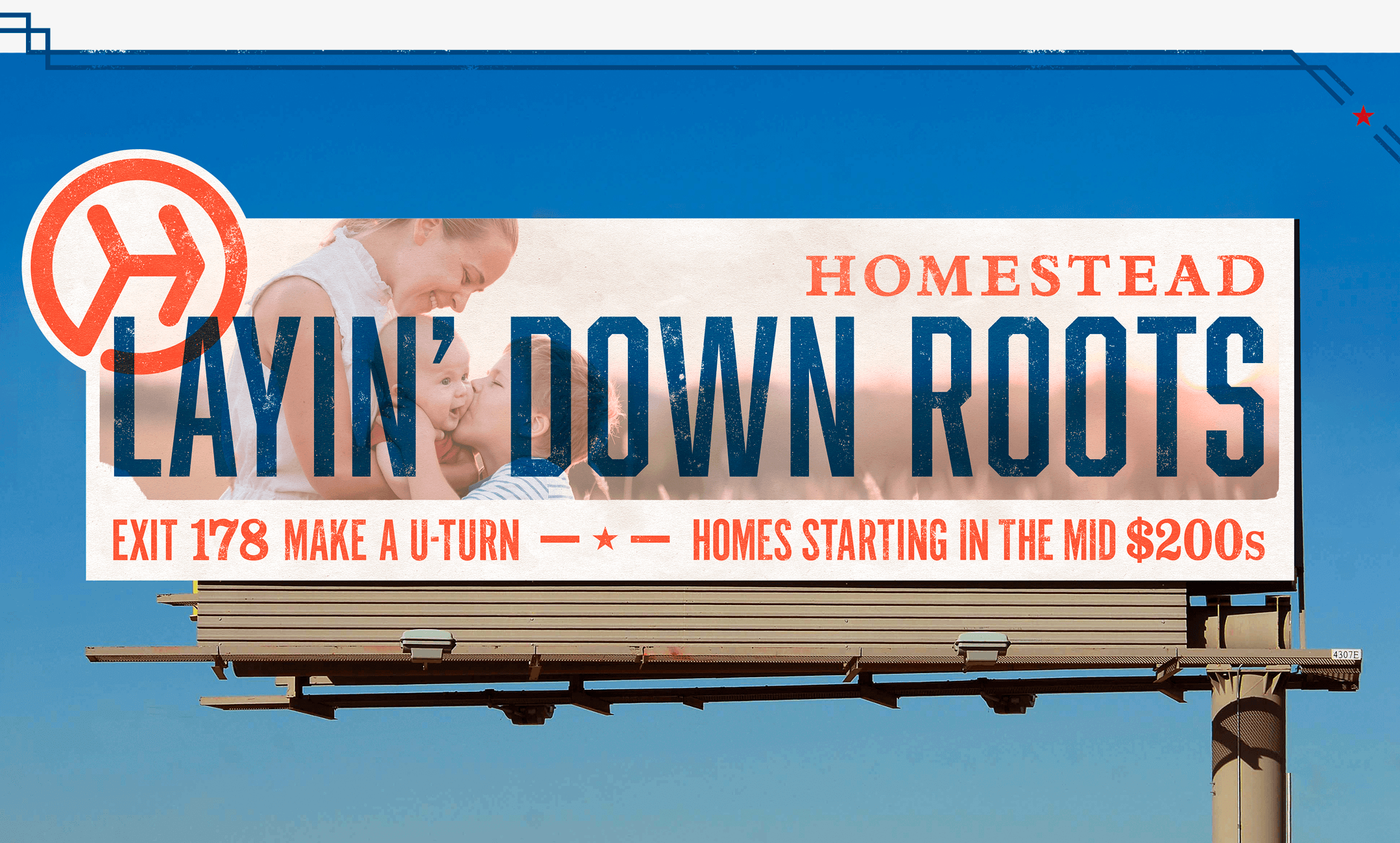 Homestead living community billboard mockup in Texas