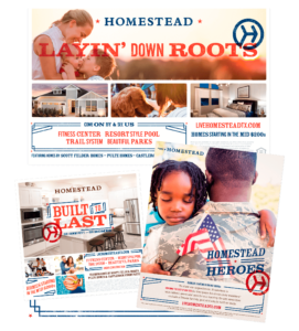 Print ads for Homestead living community in Texas