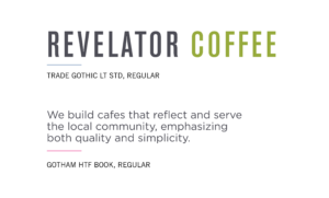Typographhy system for Revelator coffee shop in Nashville, TN