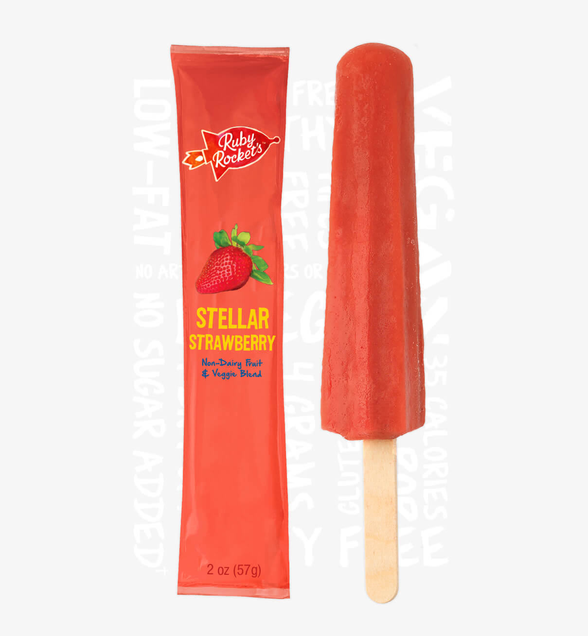 Ruby Rockets website design to highlight popsicle product packaging with a quirky hand-drawn typography lockup.