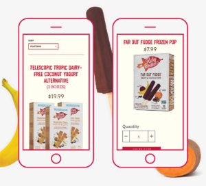 Mobile mockups showcasing Ruby Rockets website design online store responding in mobile format