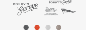 Bobby's Garage logo and illustration design with color palette in Nashville, TN