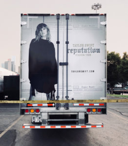white truck wrap back for Taylor Swift reputation Stadium tour