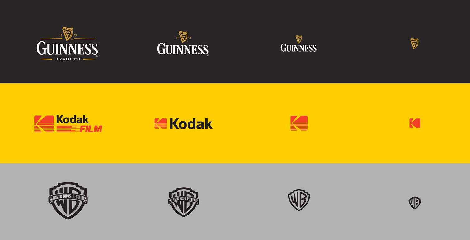 Guinness, Kodak and Warner Brothers responsive logos