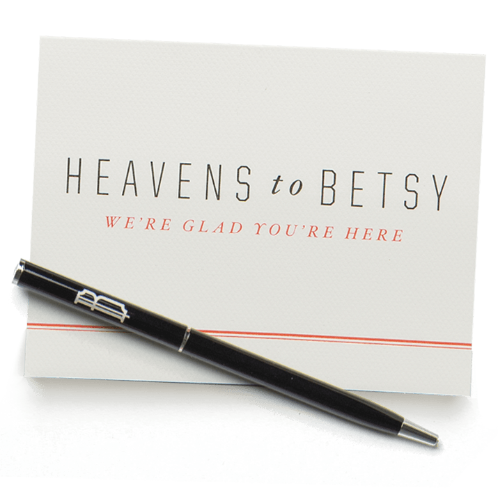 Heavens to Betsy We're Glad You're Here Notecard and Pen Bobby Hotel Nashville TN