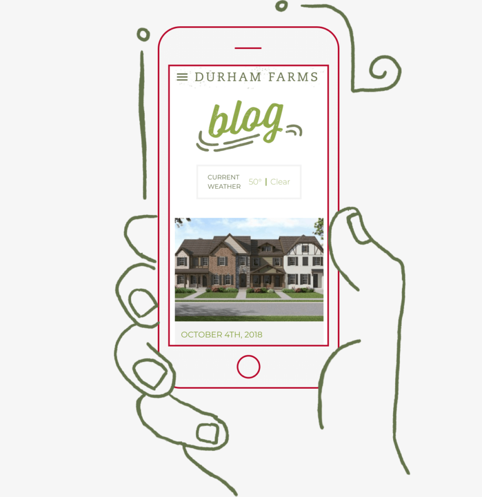 Mobile screen web design for Durham Farms homes community