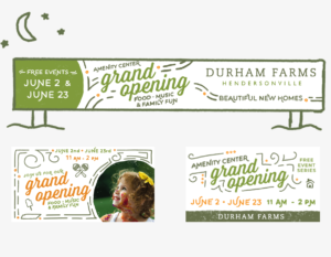 Outdoor and digital ads for the Grand Opening campaign for Durham Farms in Hendersonville, TN