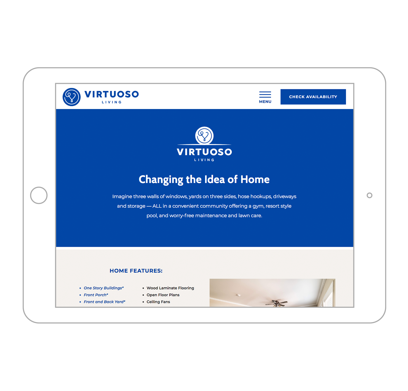 Virtuoso Living Web Responsive Tablet Mobile Design Landing Page in Huntsville, AL