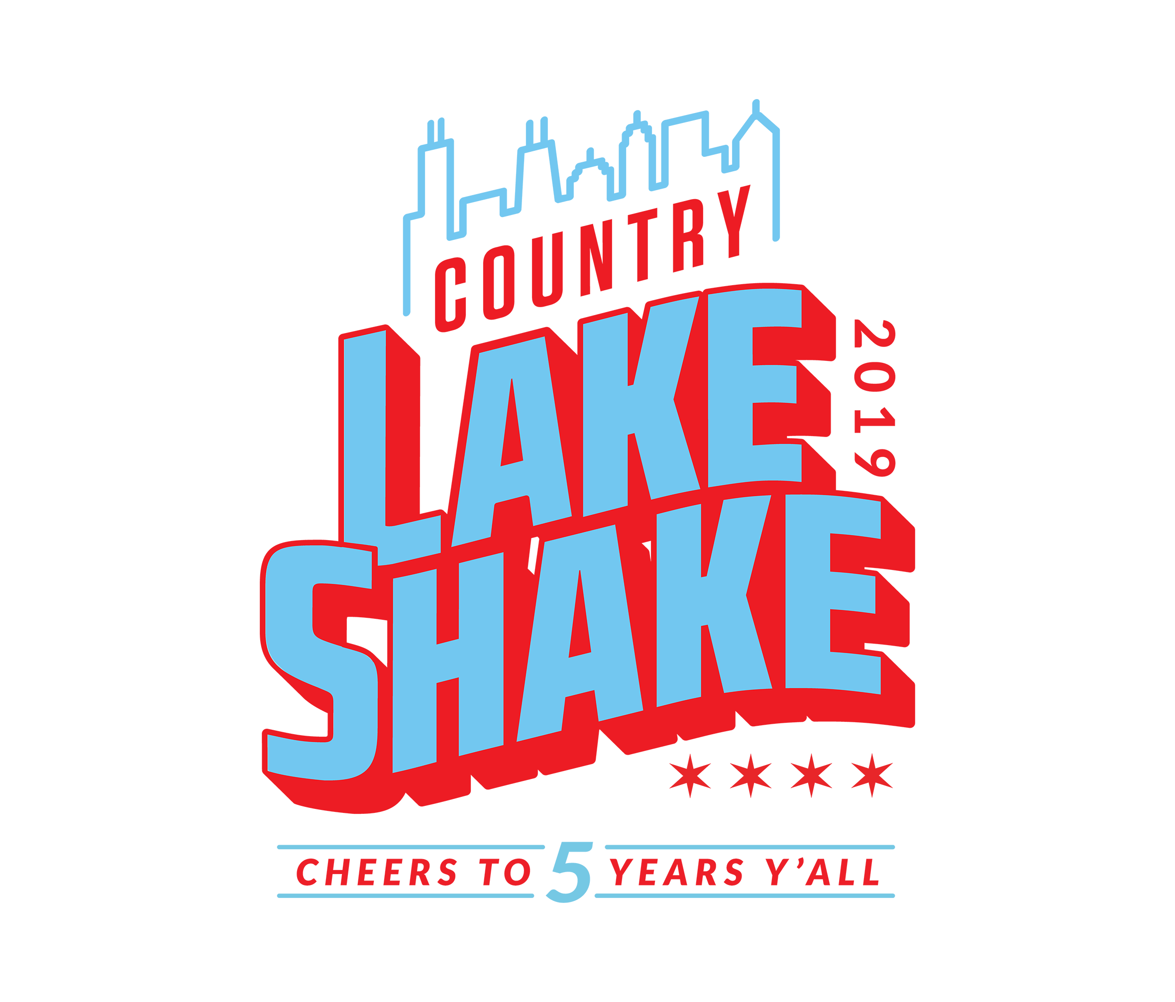 2019 Lake Shake Country Festival primary logo design for 5 years celebration