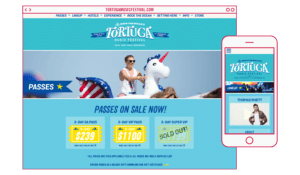 Responsive Passes page website design for Tortuga Music Festival by St8mnt including desktop and mobile