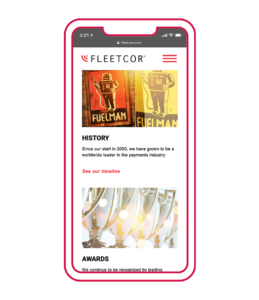Fleetcor Company page mobile design