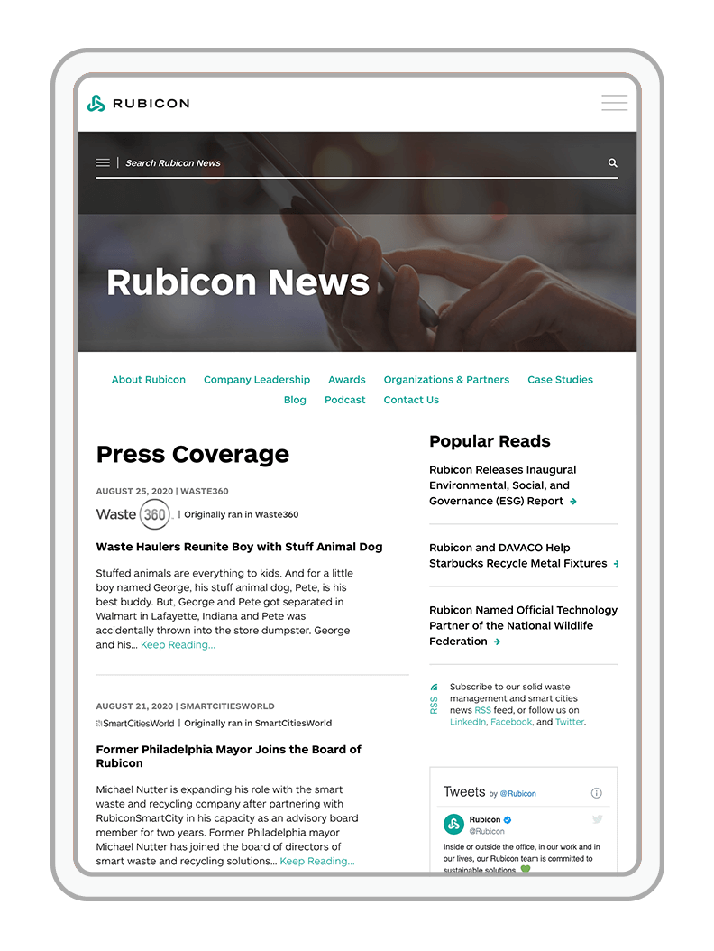Rubicon News responsive tablet web design