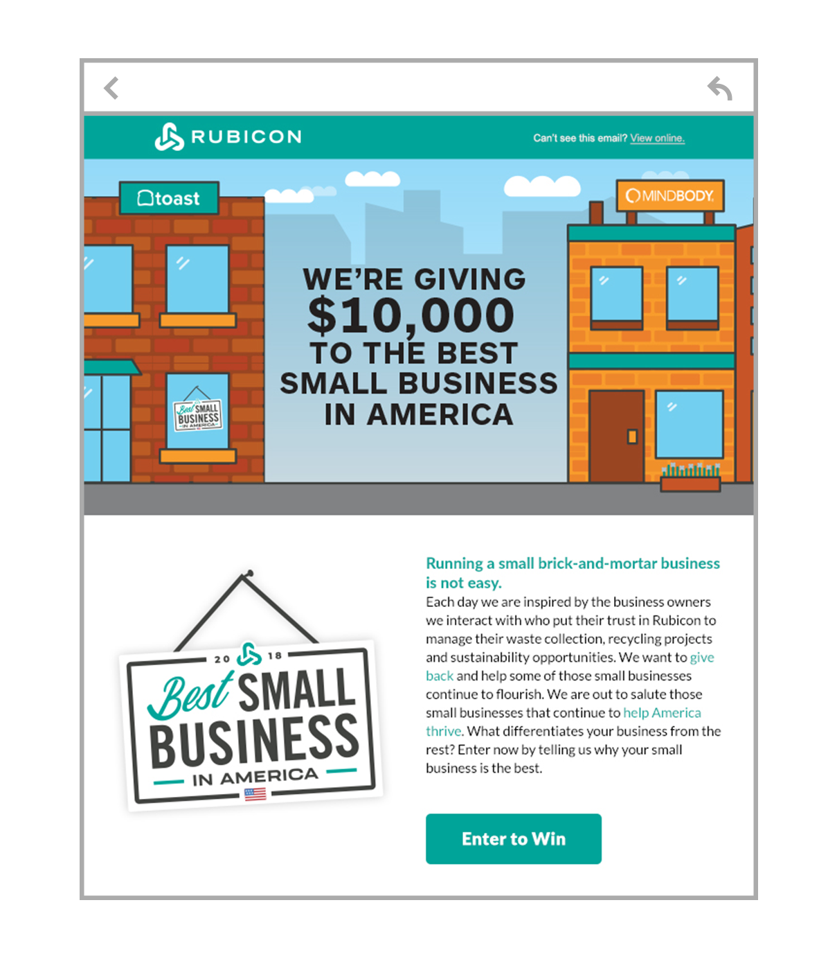 Rubicon's Best Small Business in America email campaign
